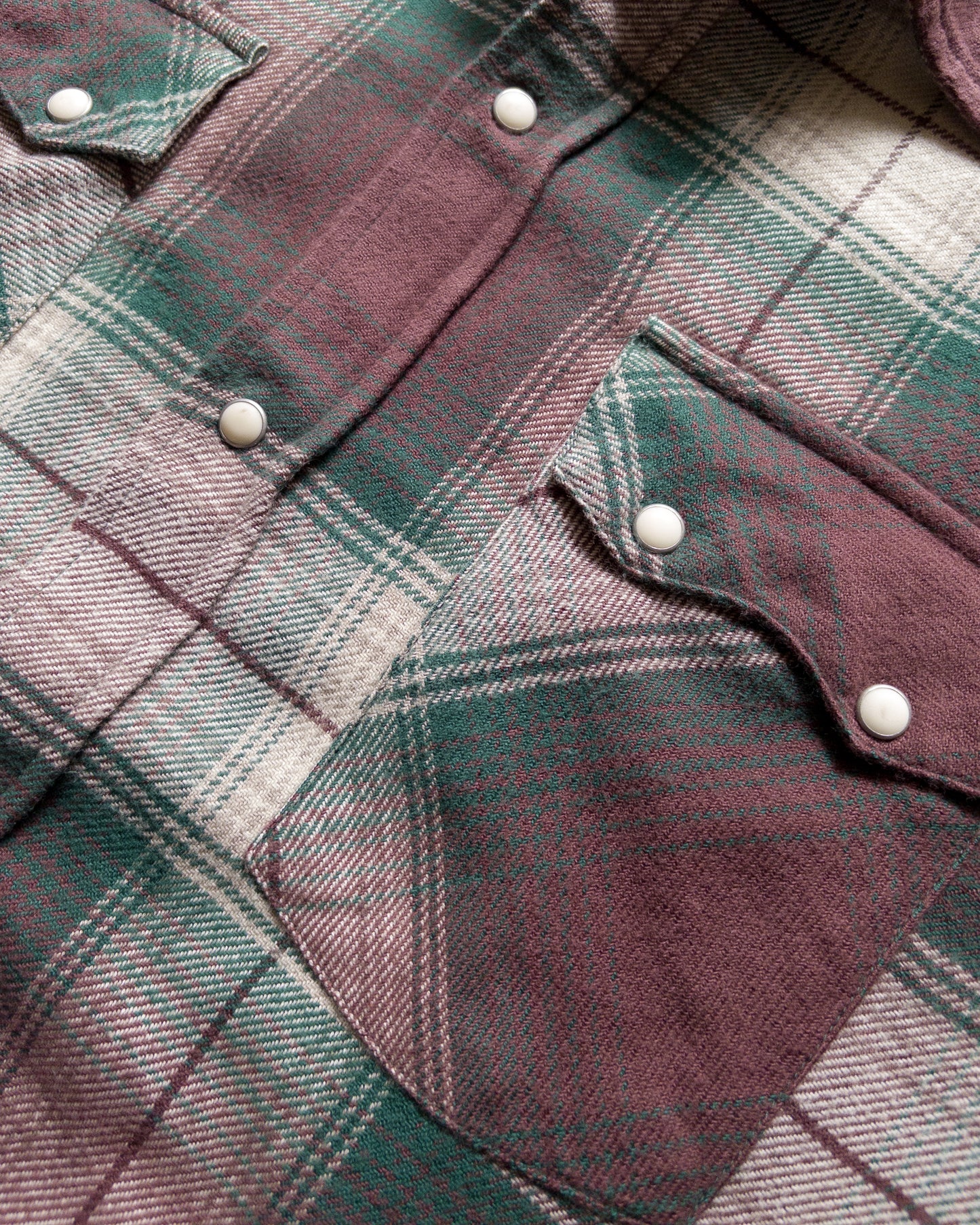 Washed Flannel Pearlsnap Shirt - Grizzly Shadow Plaid