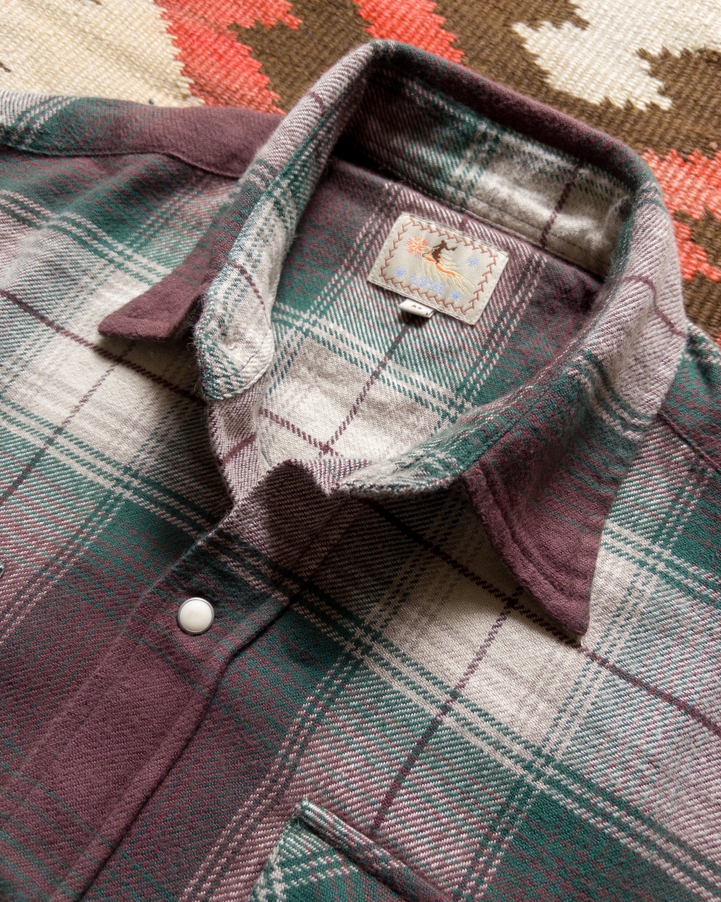 Washed Flannel Pearlsnap Shirt - Grizzly Shadow Plaid