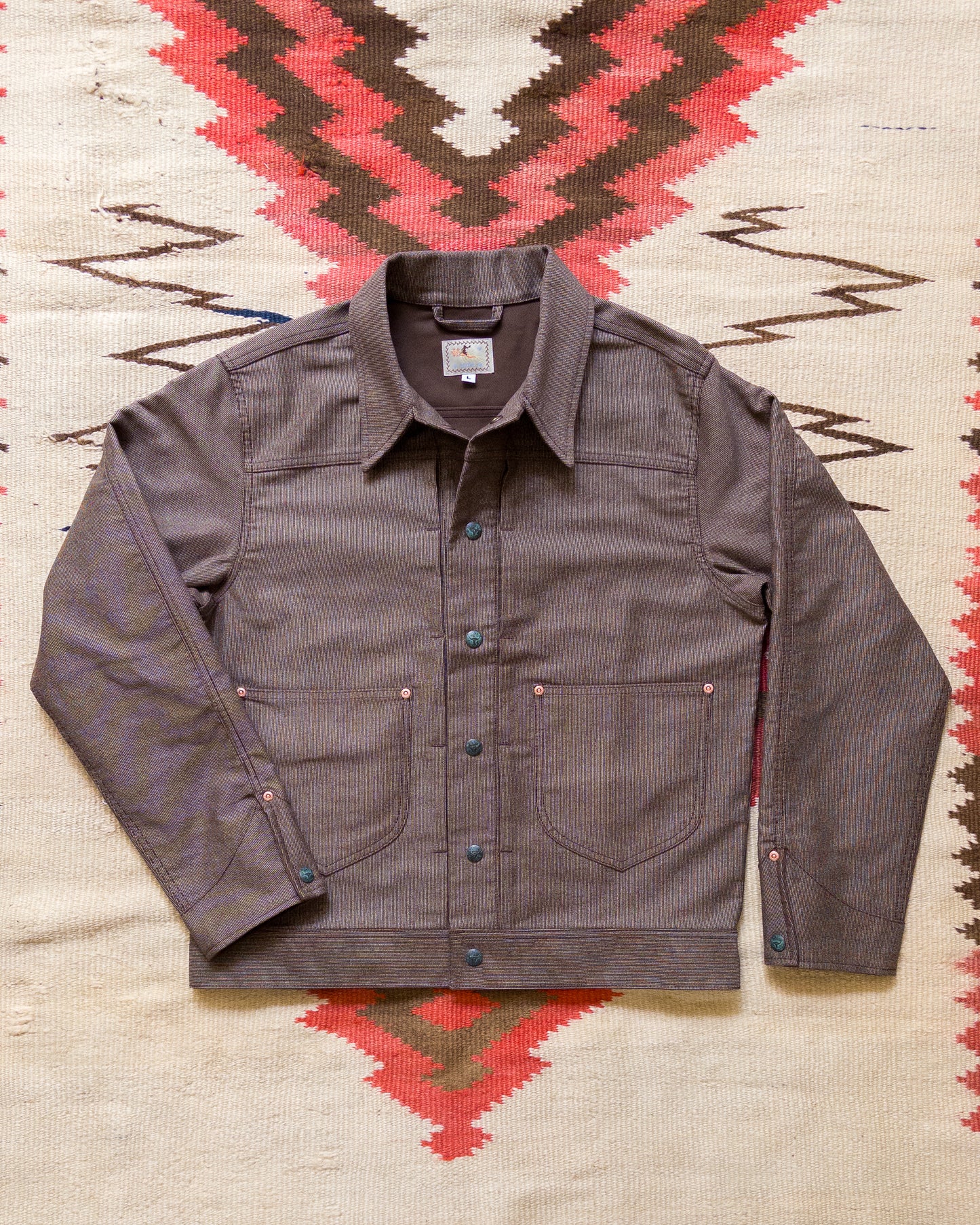 Japanese Wabash Stripe Moleskin Ranch Jacket - Espresso Brown