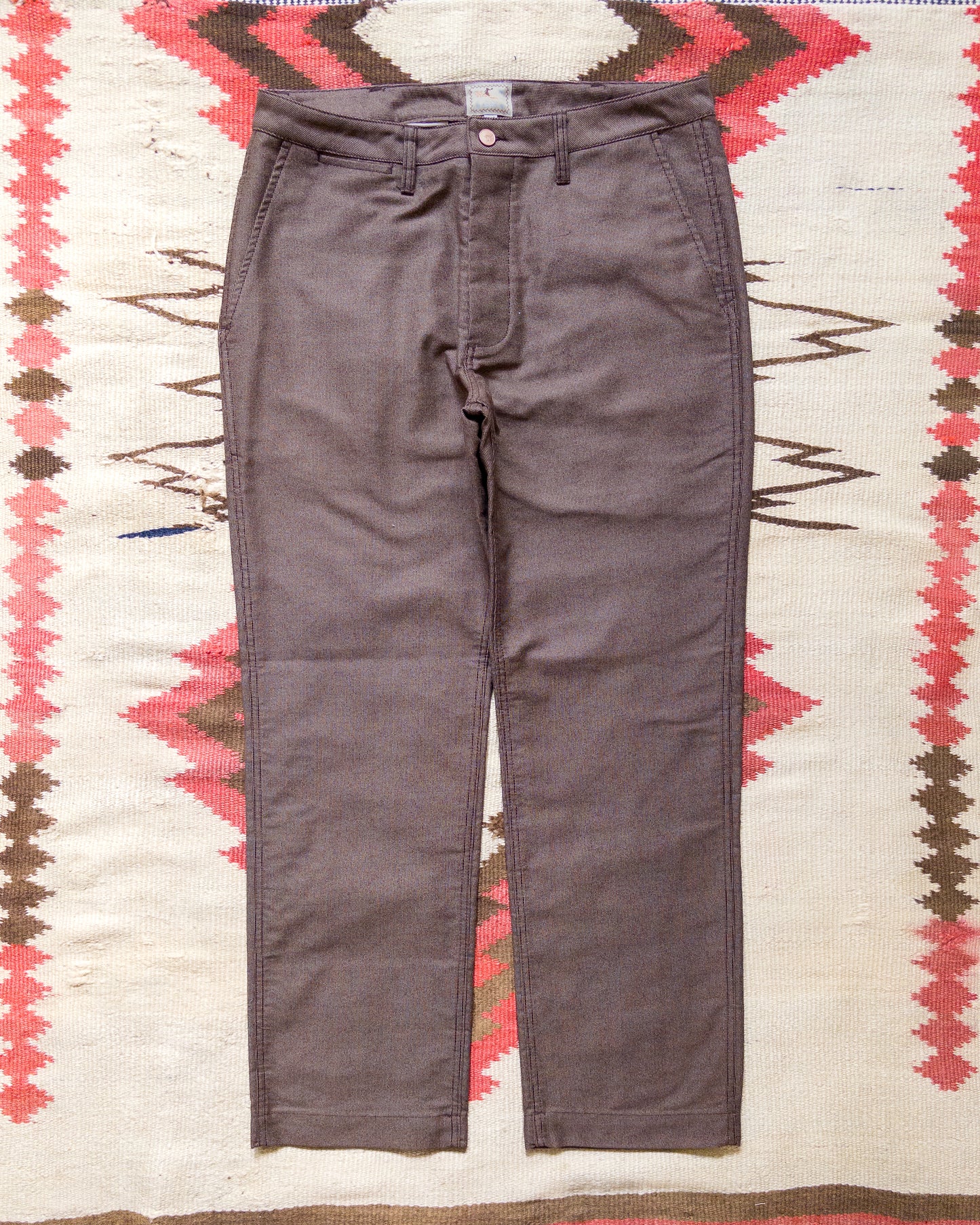 Japanese Wabash Stripe Moleskin Chinos - Espresso Brown