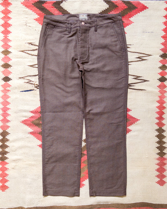 Japanese Wabash Stripe Moleskin Chinos - Espresso Brown