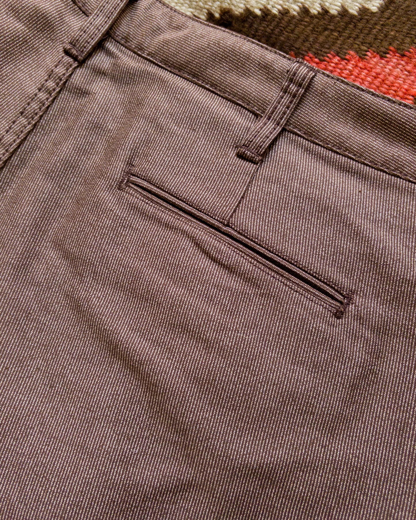 Japanese Wabash Stripe Moleskin Chinos - Espresso Brown