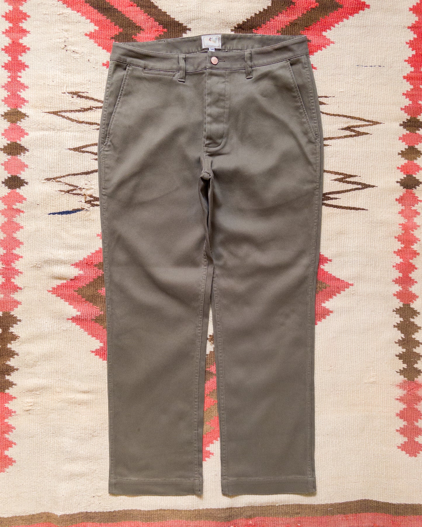 Bedford Cord Flat Front Chinos - Faded Olive