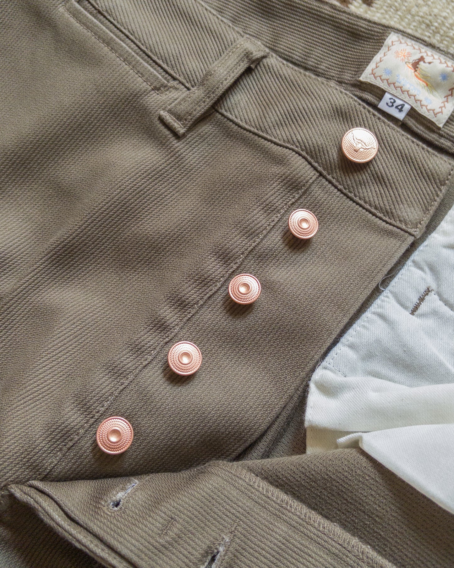 Bedford Cord Flat Front Chinos - Faded Olive