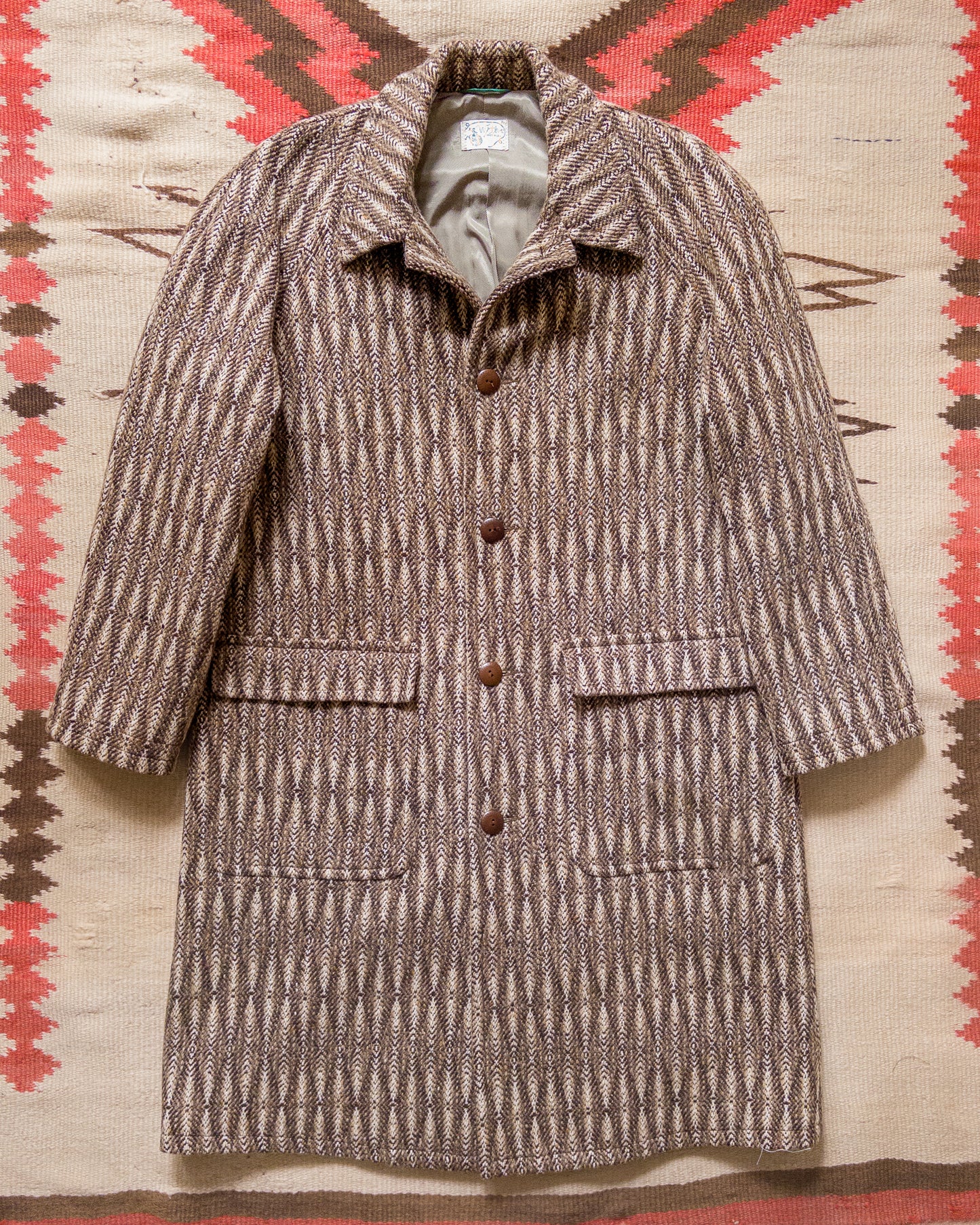 Raglan Wool Overcoat - Diamond Ombre Tweed