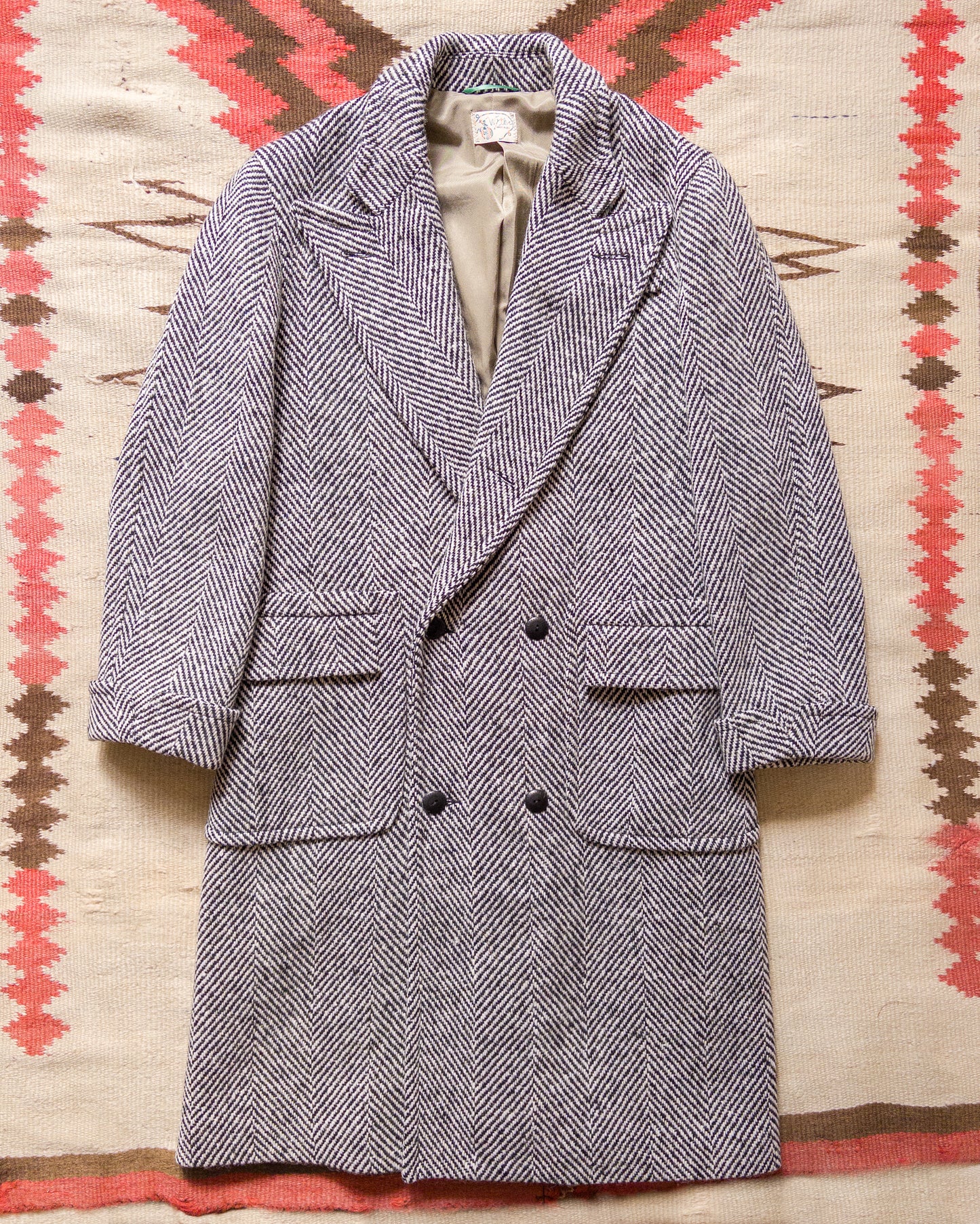 Polo Coat - Black/Cream Herringbone Tweed