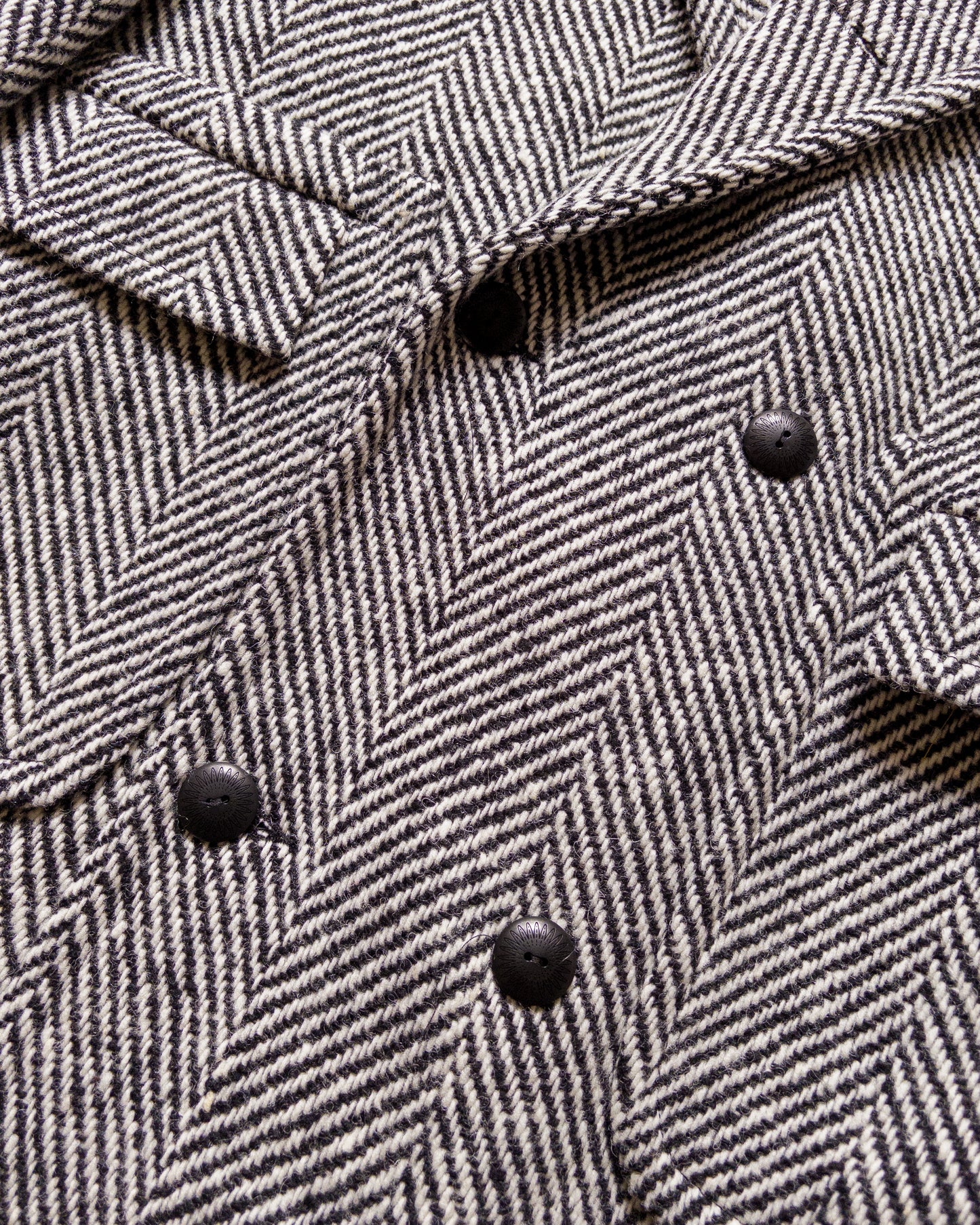 Polo Coat - Black/Cream Herringbone Tweed