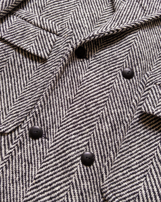 Polo Coat - Black/Cream Herringbone Tweed