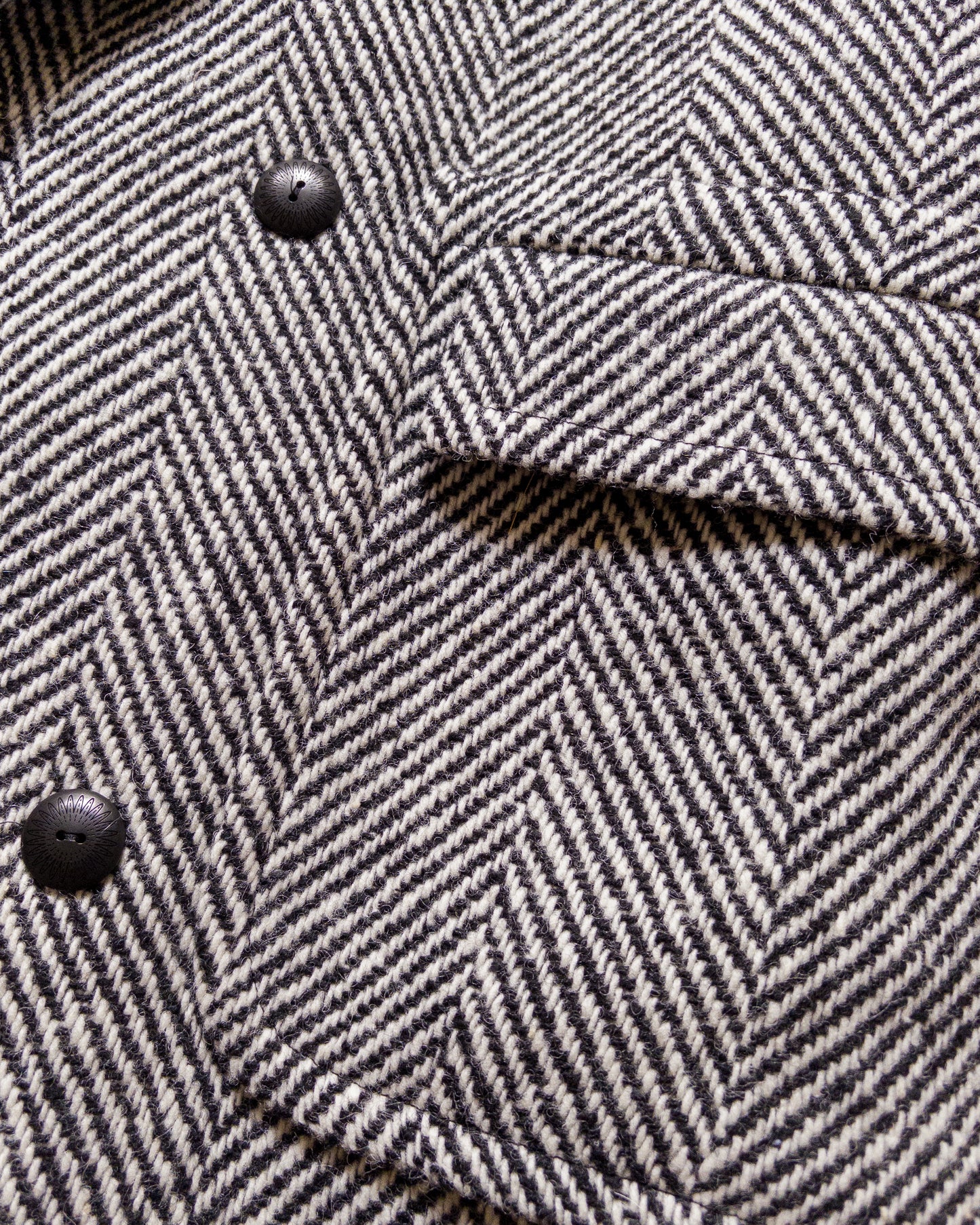 Polo Coat - Black/Cream Herringbone Tweed