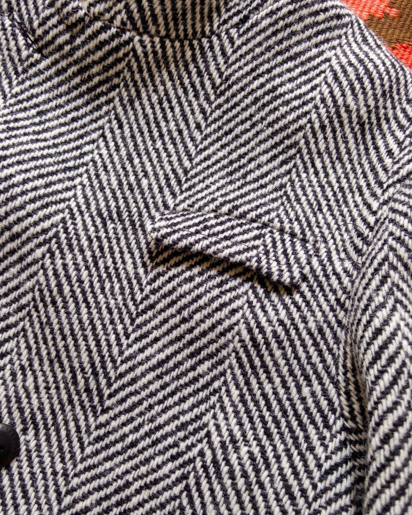 Polo Coat - Black/Cream Herringbone Tweed