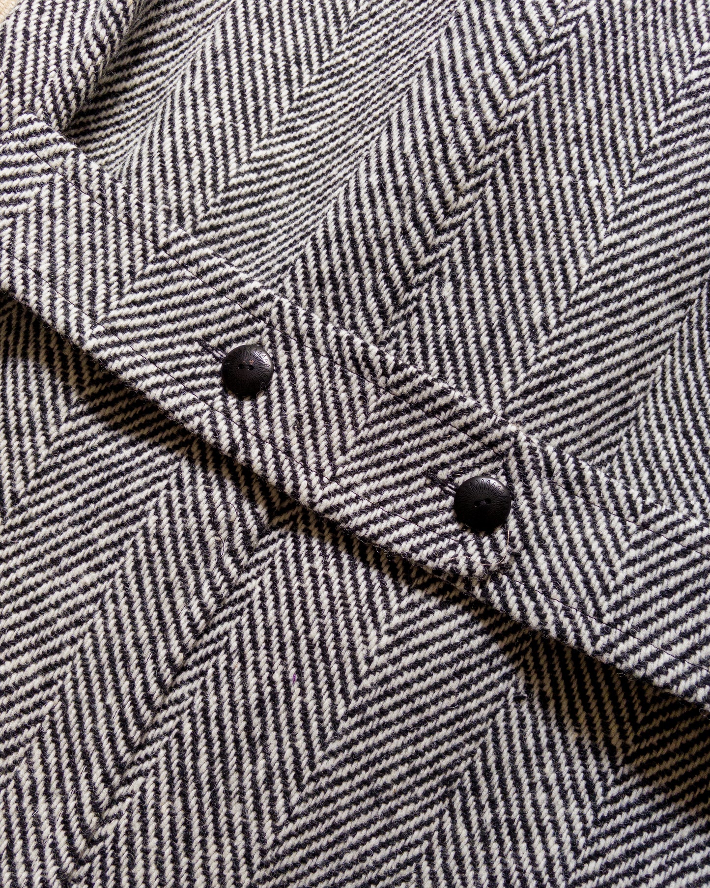 Polo Coat - Black/Cream Herringbone Tweed