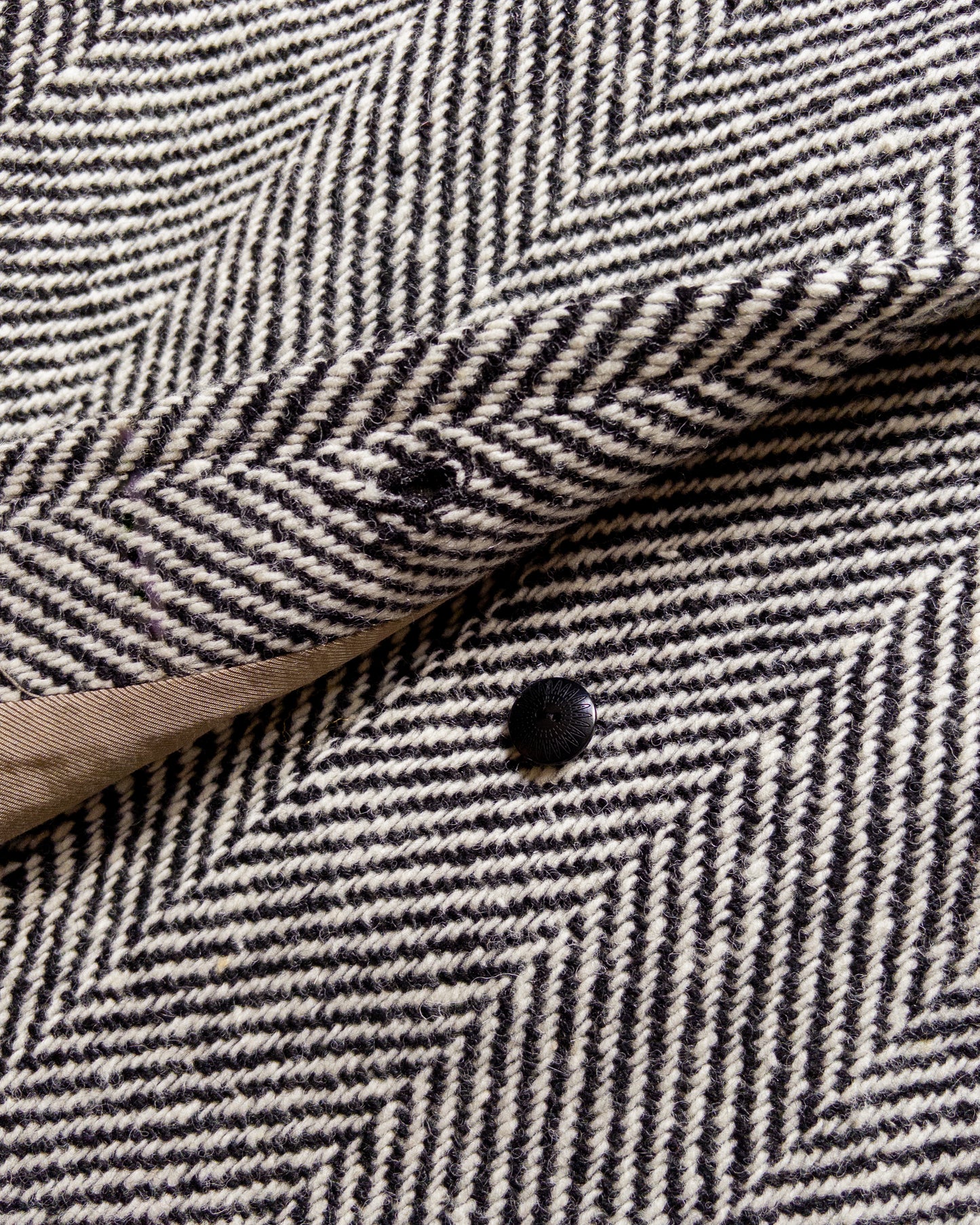 Polo Coat - Black/Cream Herringbone Tweed