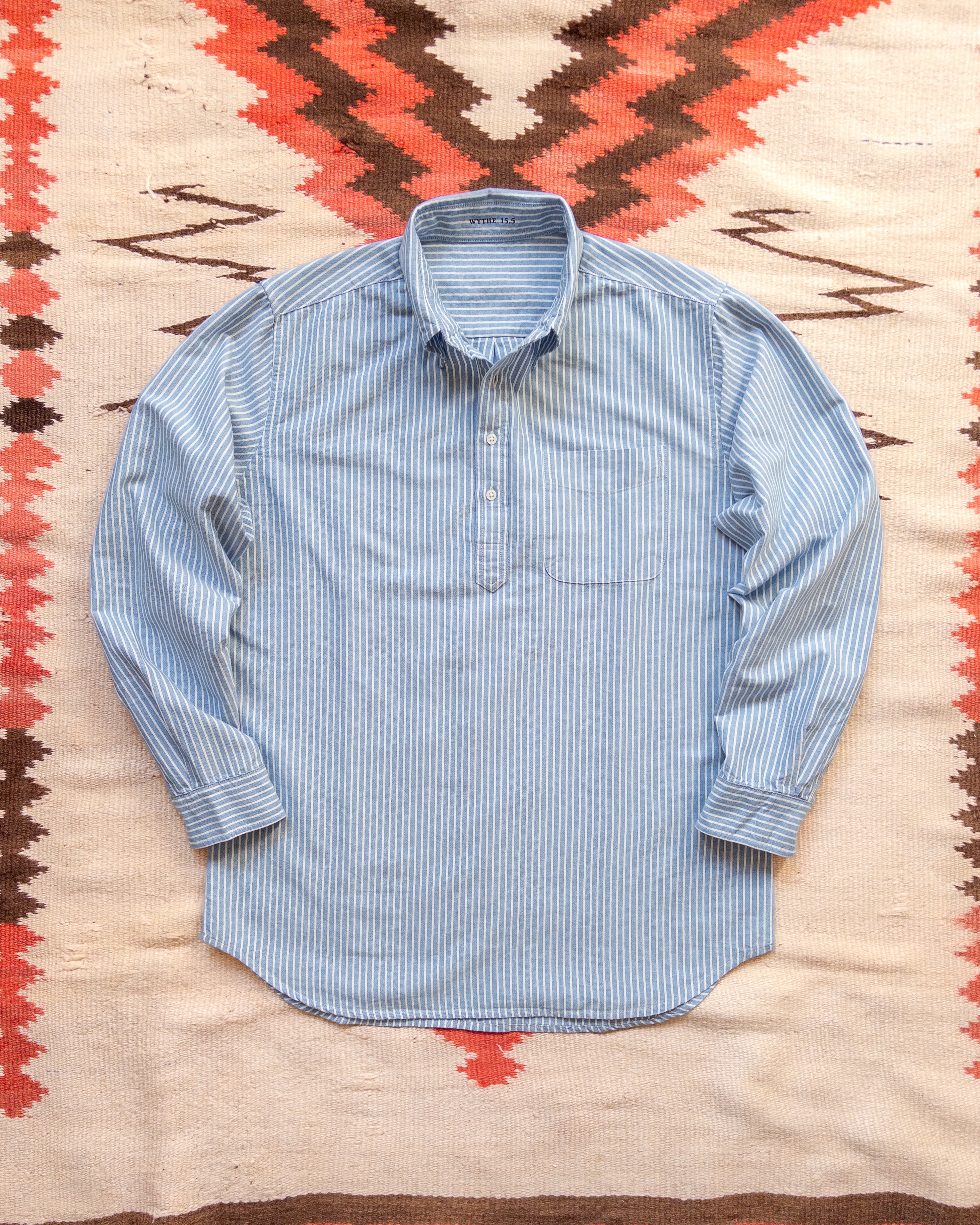 Oxford Cloth Button Down Popover - Blue and White Stripe – Wythe