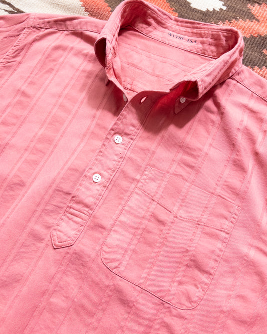 French Hickory Stripe Popover Button Down - Poppy Red