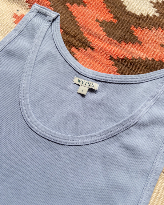 Tubular Cotton Ribbed Tank Top - Indigo