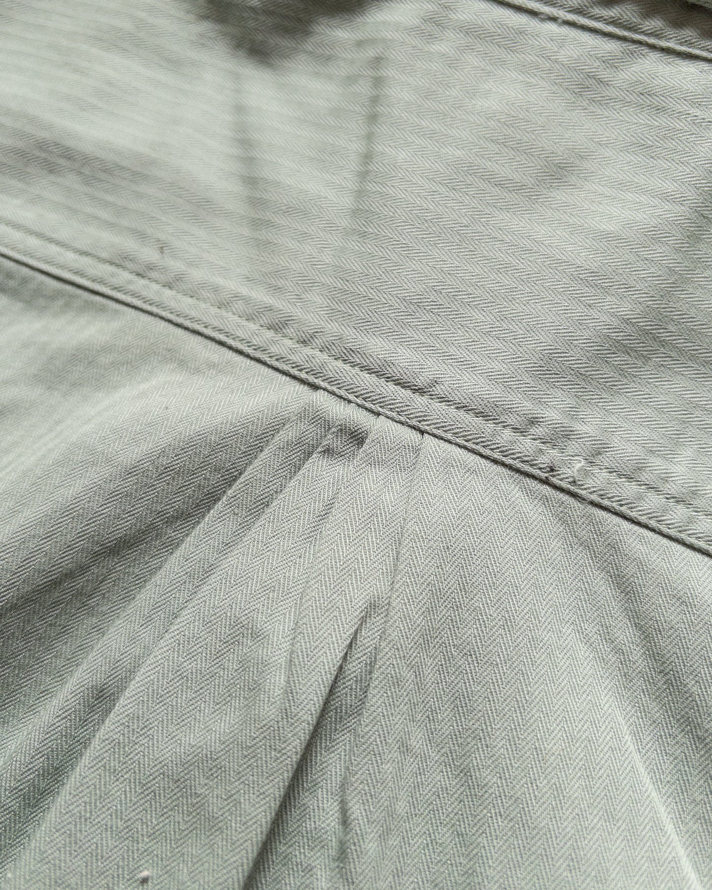 Cotton Herringbone Officer's Shirt - Sage