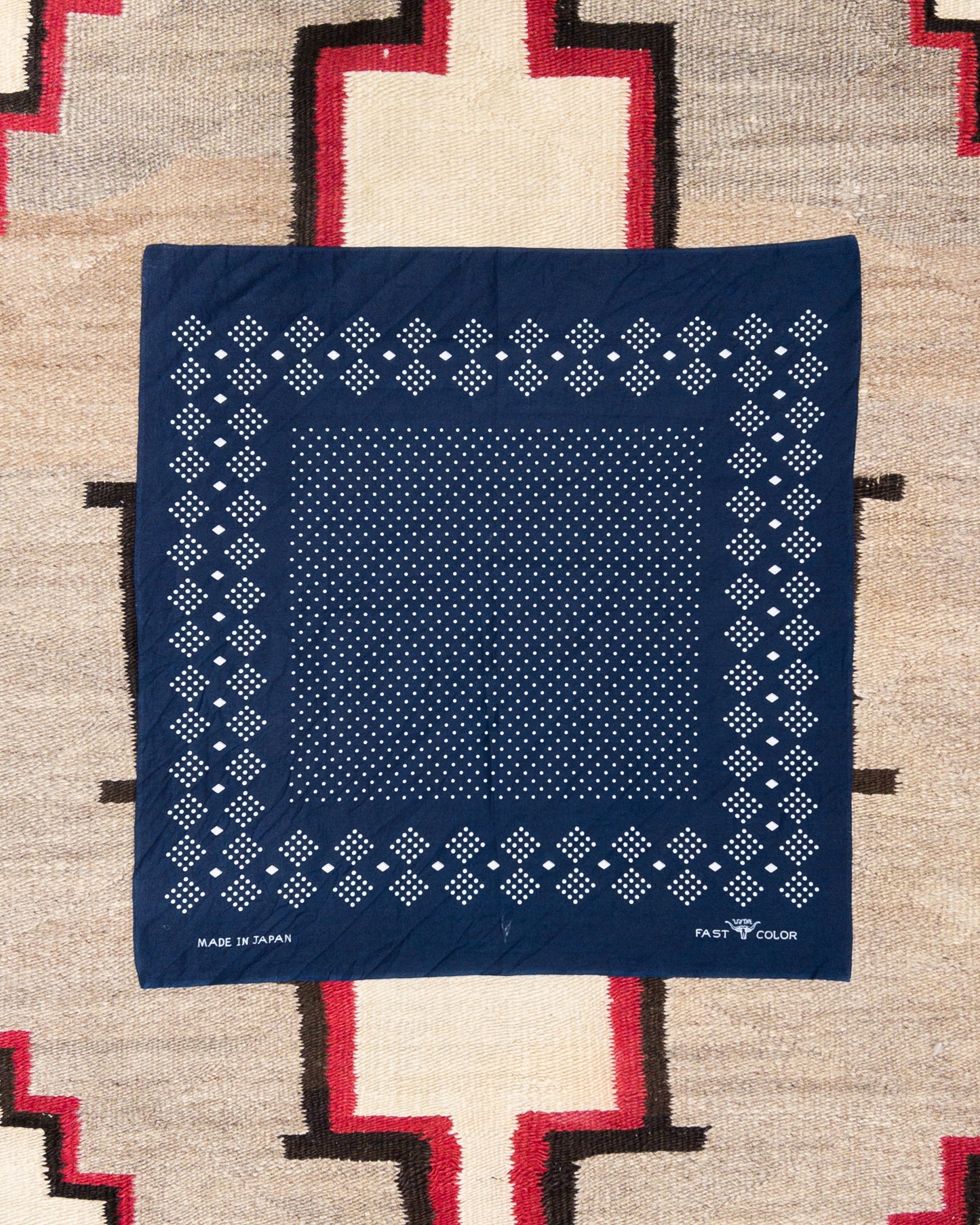 Indigo Discharge Selvedge Bandana - Indigo