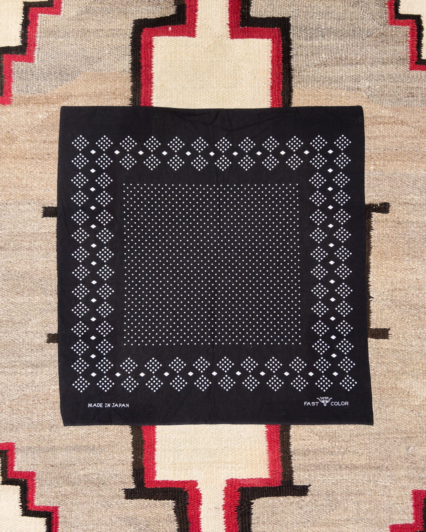 Indigo Discharge Selvedge Bandana - Black Overdye