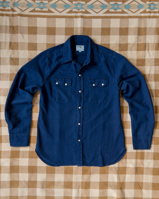 Indigo Yarn-Dyed Sateen Pearlsnap Shirt