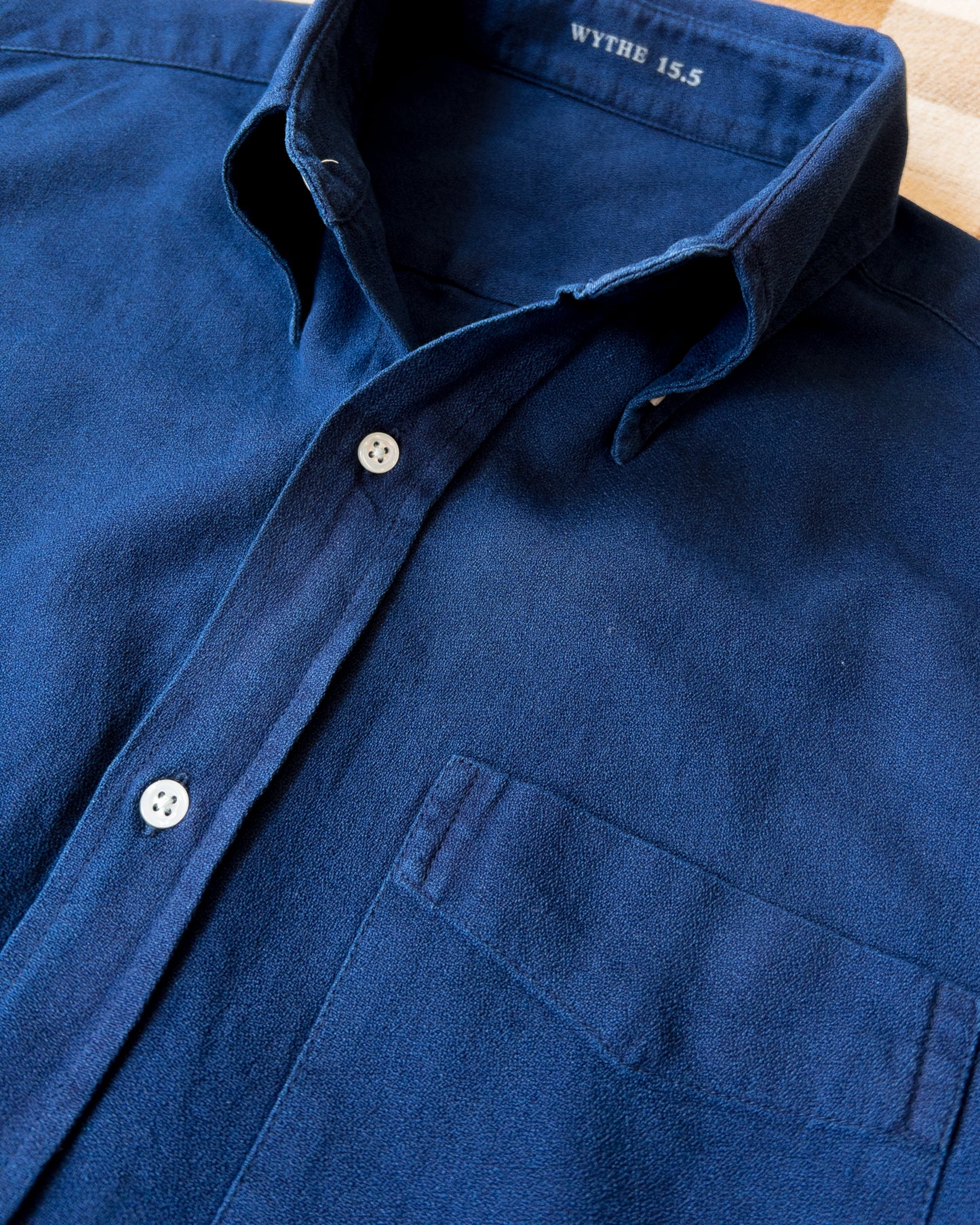 Indigo Yarn-Dyed Sateen Button Down Shirt