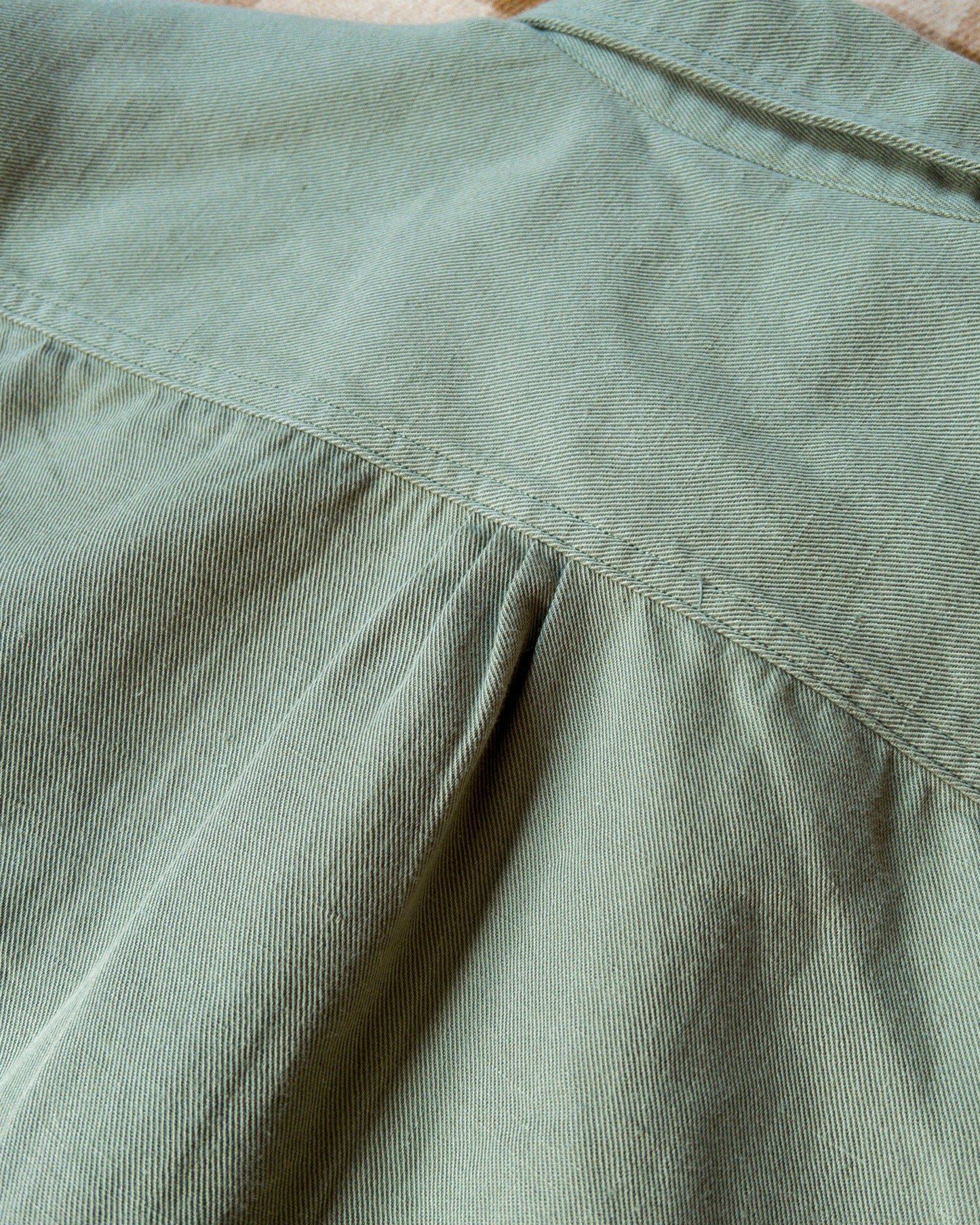 Cotton/Linen Twill Officer's Shirt - Faded Olive