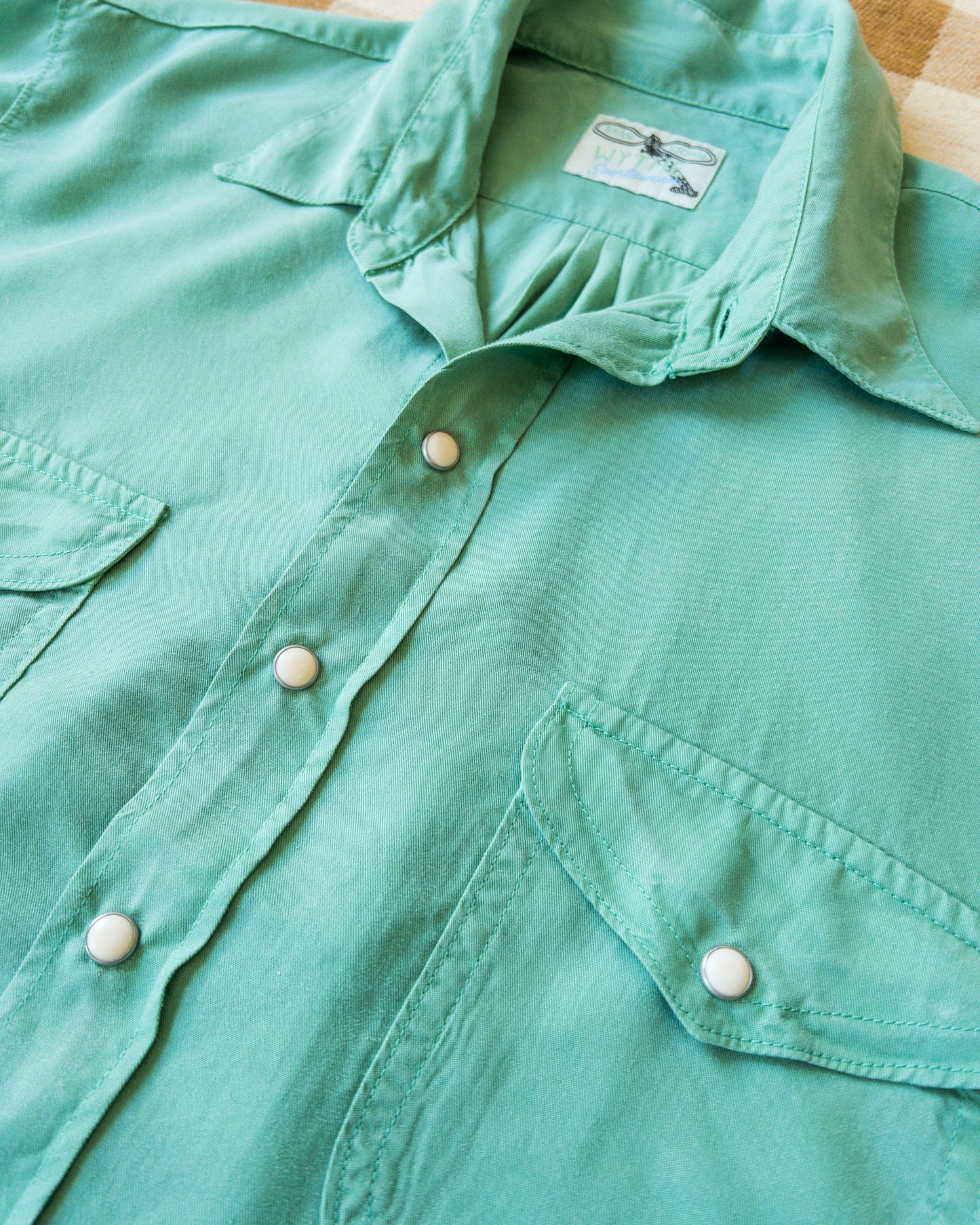 Tencel Gabardine Pearlsnap Shirt - Celadon