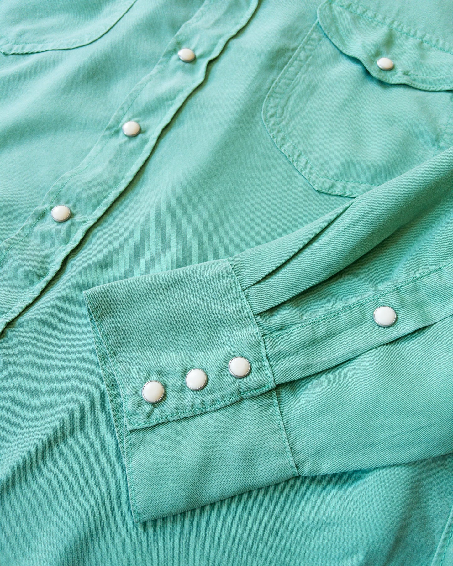 Tencel Gabardine Pearlsnap Shirt - Celadon