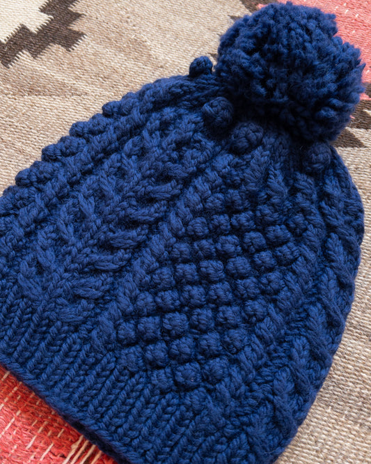 Bramble Stitch Hand-knit Beanie - Royal Blue