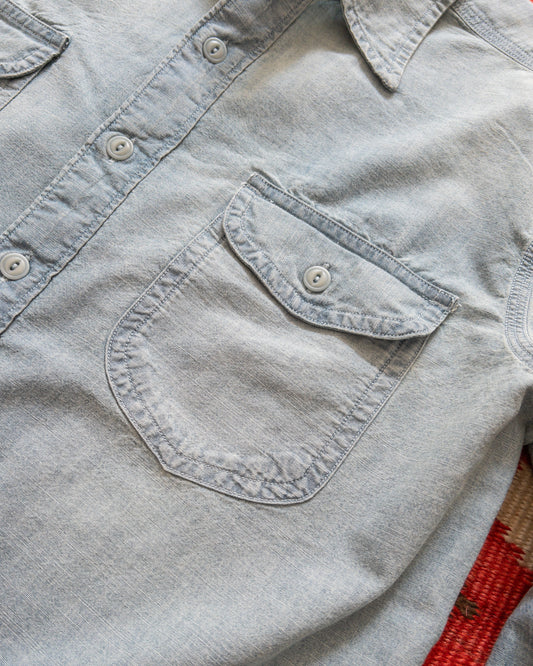 Chambray Workshirt - Distressed and Sunfaded Indigo