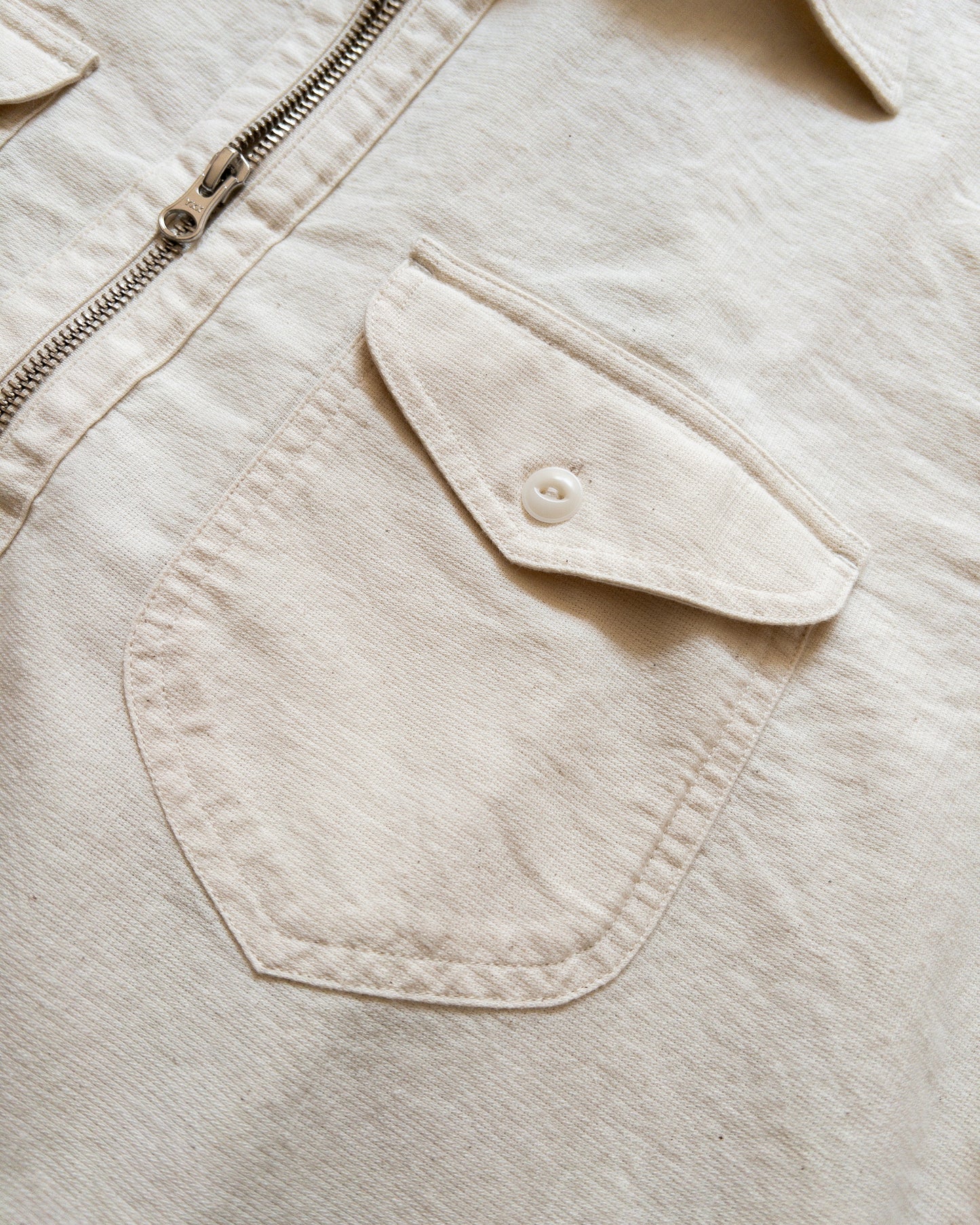 Aertex Half-Zip Shirt - Unbleached