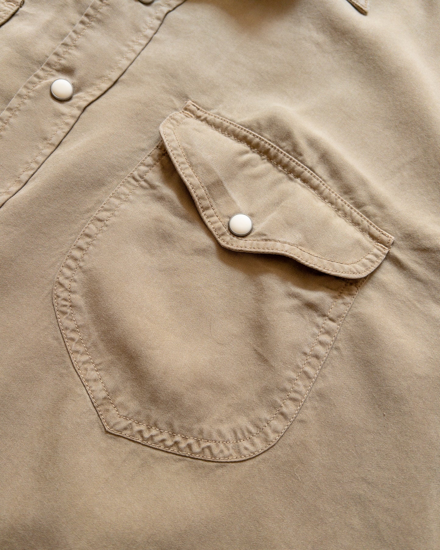 Tencel Gabardine Pearlsnap Shirt - Camp Khaki