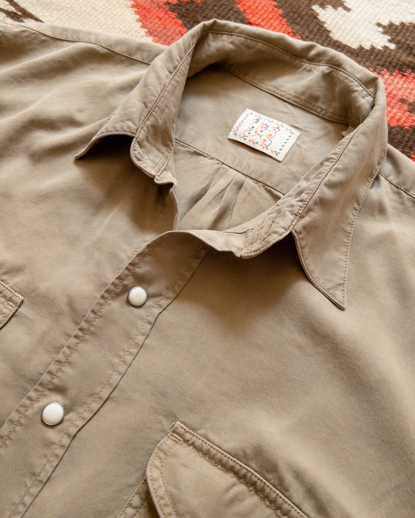 Tencel Gabardine Pearlsnap Shirt - Camp Khaki