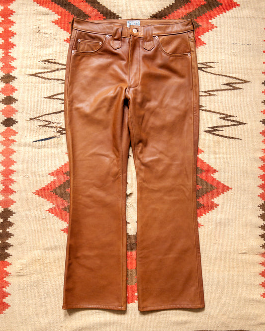 Leather Five Pocket Flares - Bay Brown