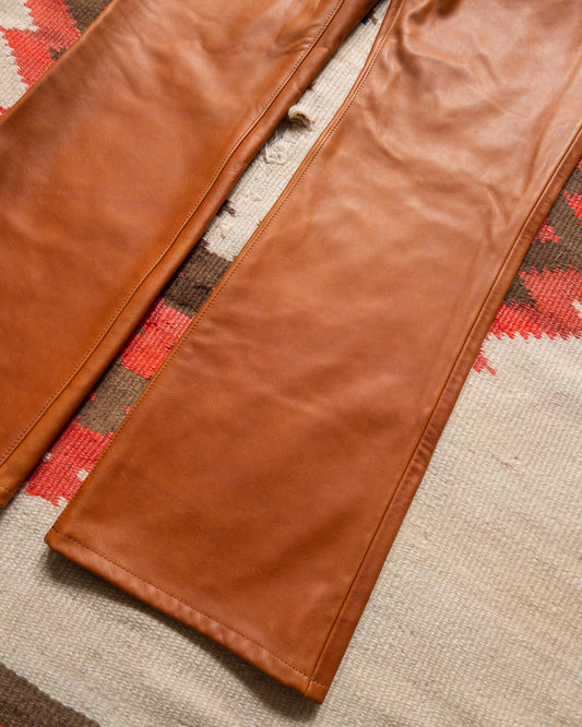 Leather Five Pocket Flares - Bay Brown