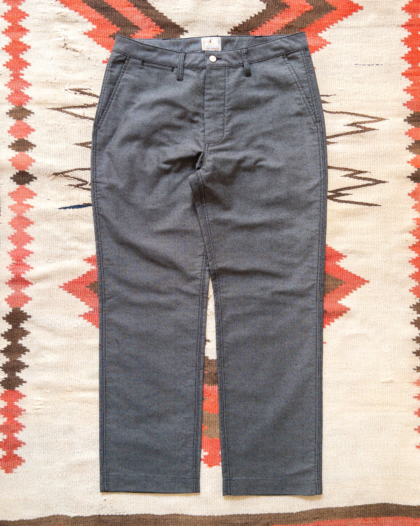 Japanese Wabash Stripe Moleskin Chinos - Charcoal Smoke