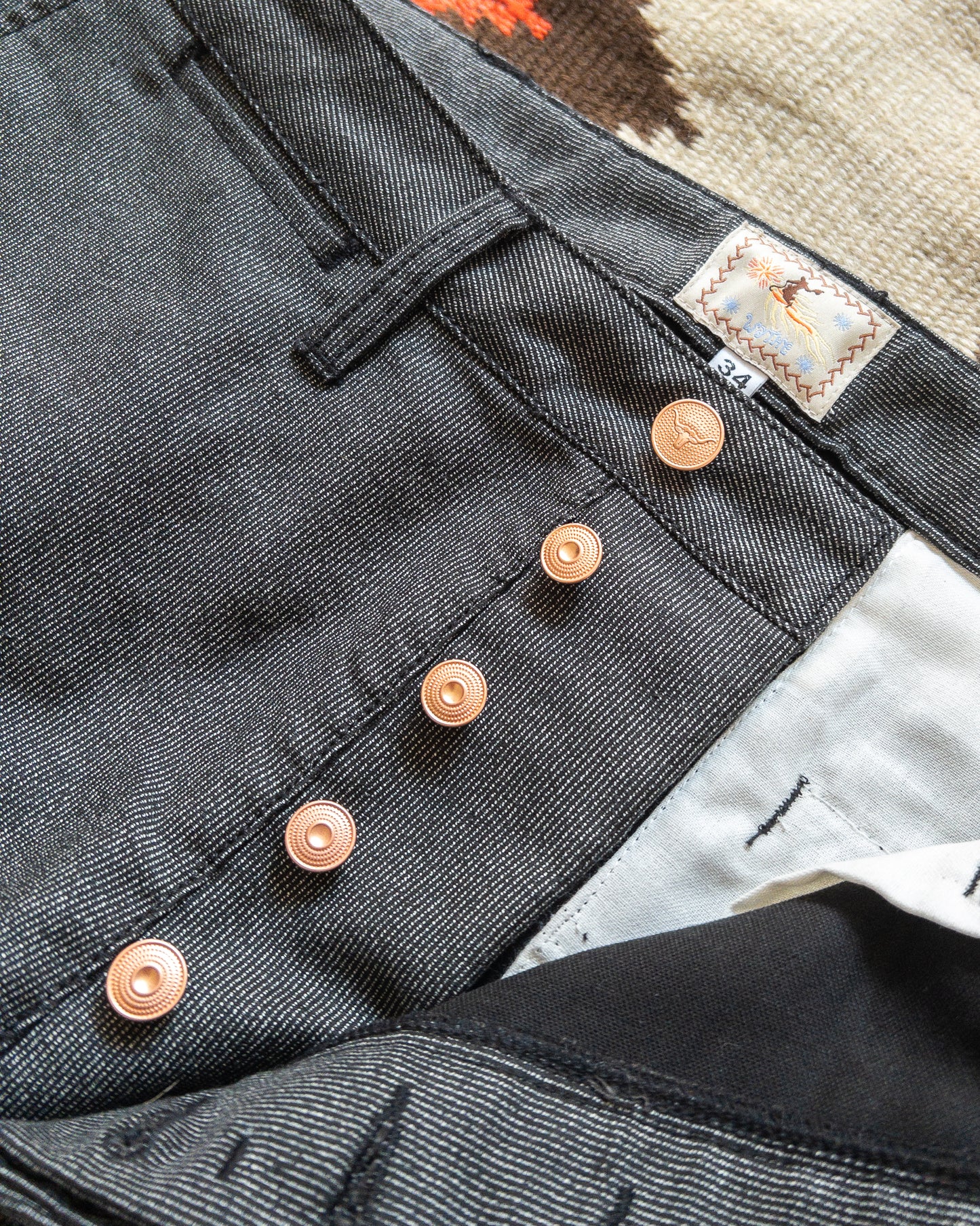 Japanese Wabash Stripe Moleskin Chinos - Charcoal Smoke