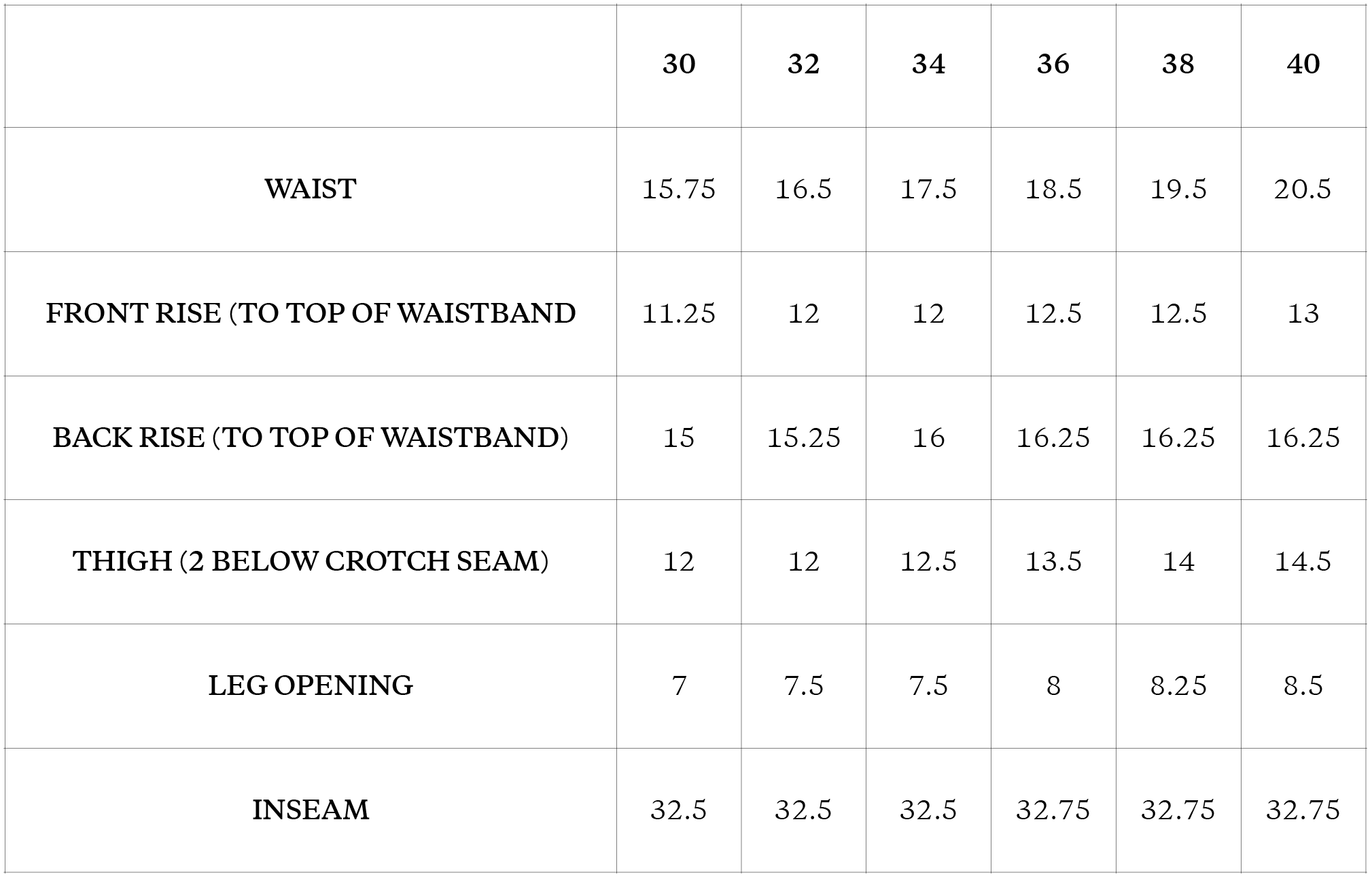Size Chart