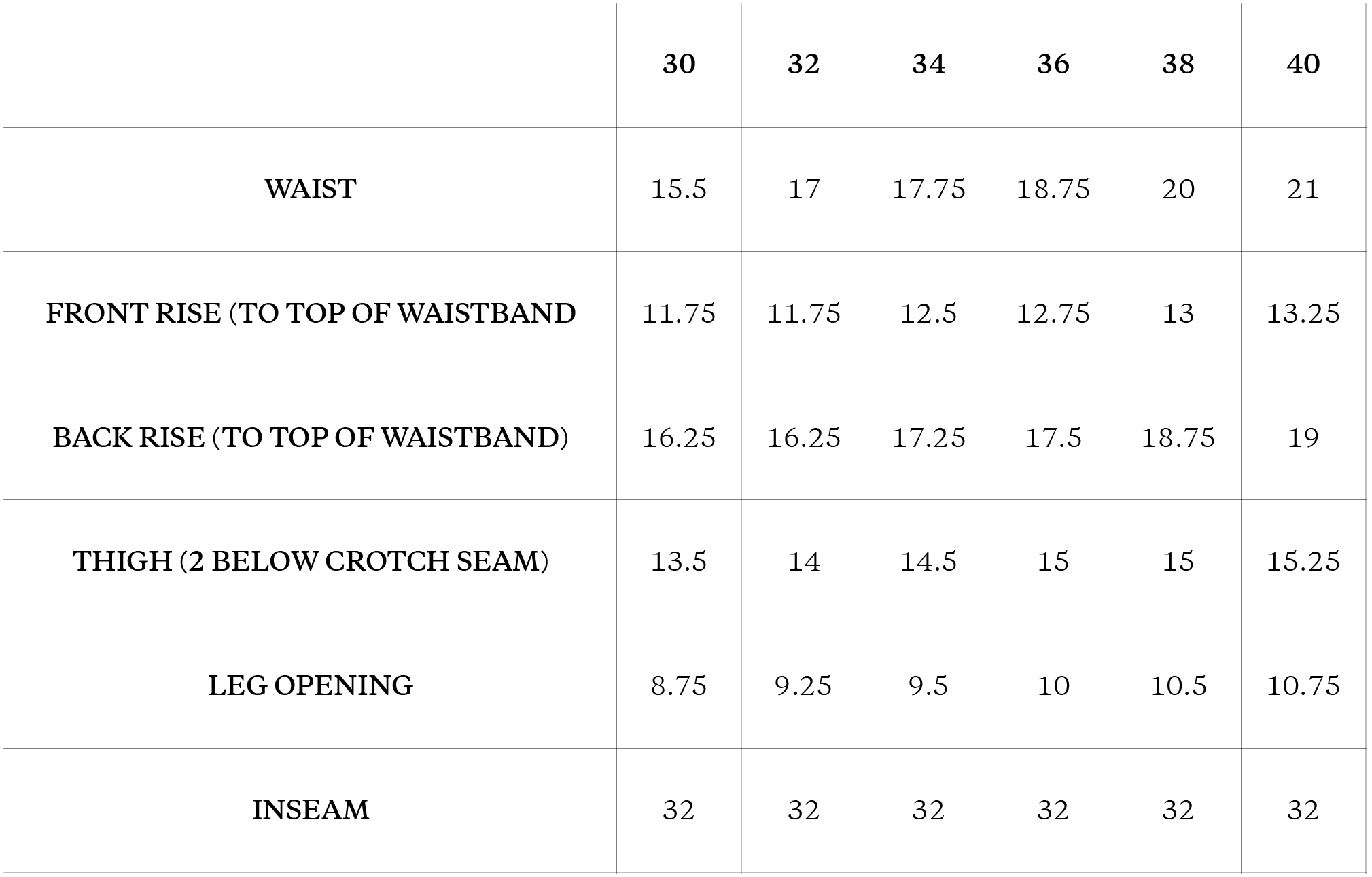 Size Chart