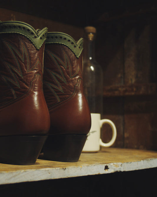 Brown/Sagebrush Calfskin Pee Wee Boots
