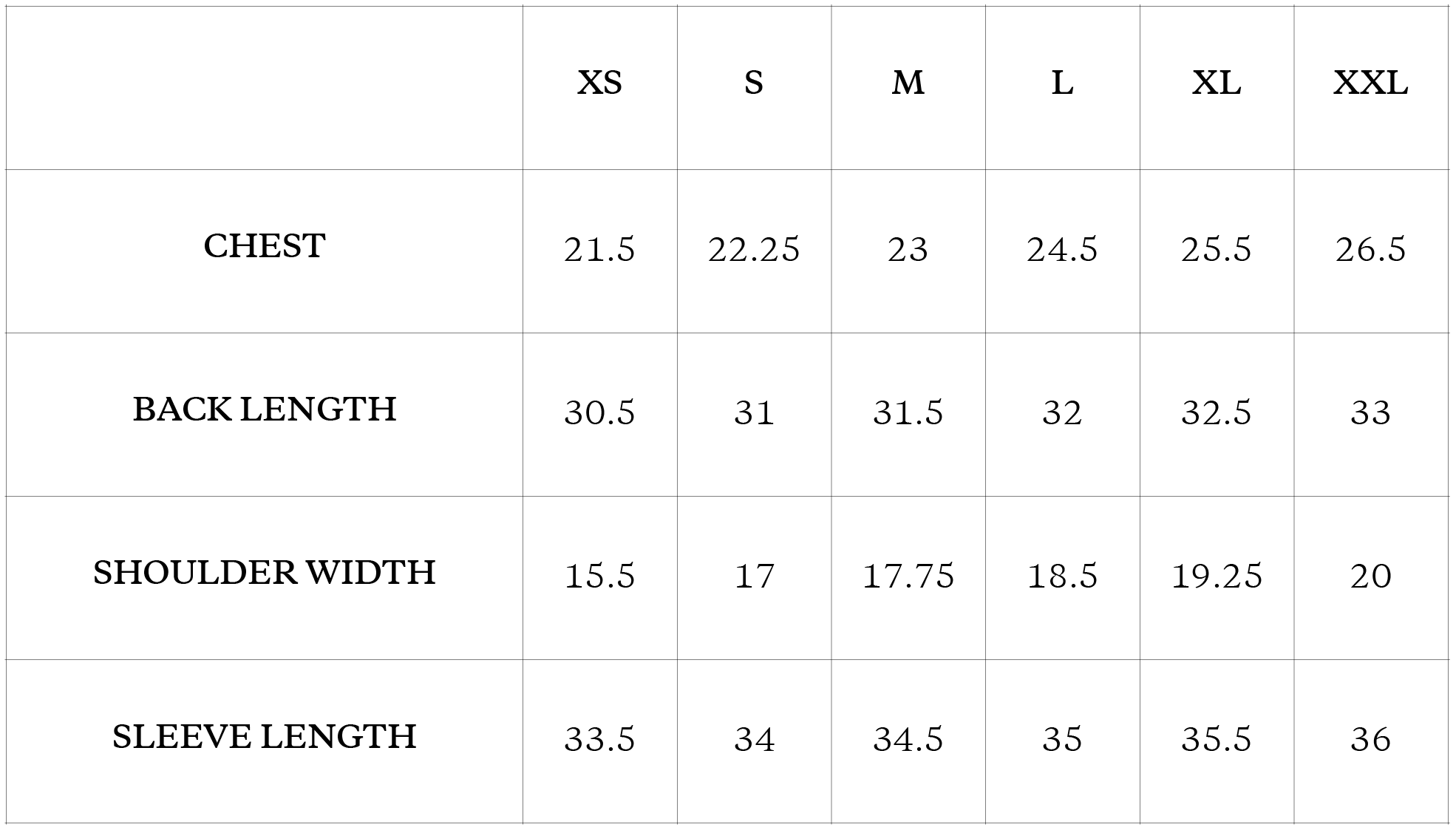 Size Chart