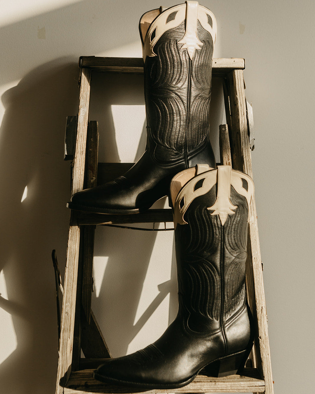 Black and Bone Horsehide Western Cowboy Boots
