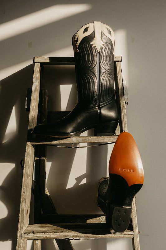 Black and Bone Horsehide Western Cowboy Boots