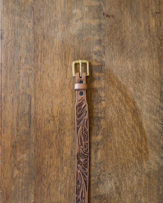 Western Tooled Leather Belt