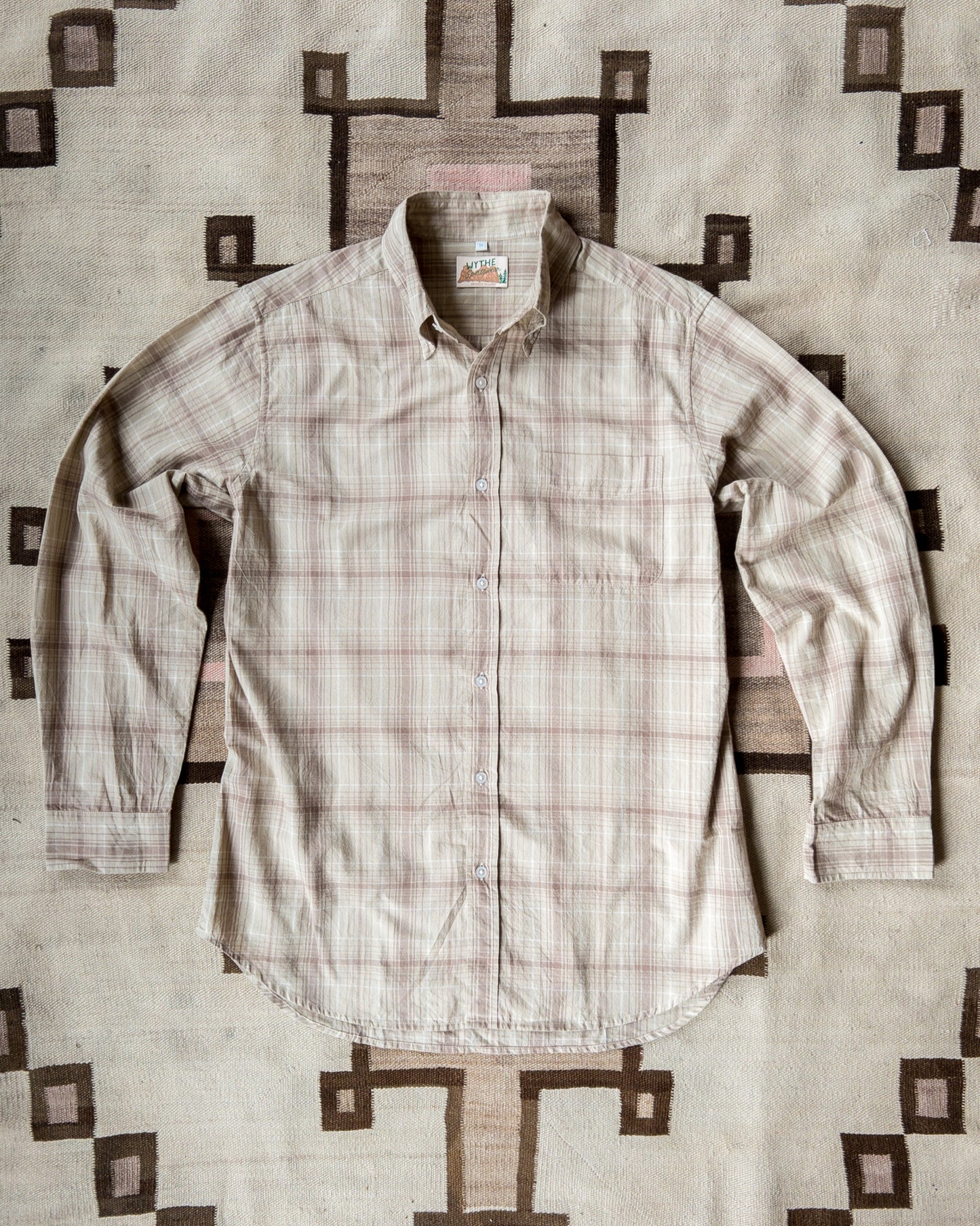 Washed Madras Button Down Collar Shirt - Earthtone Plaid