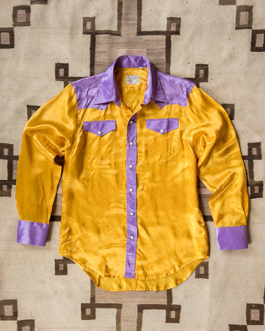 Colorblocked Satin Rodeo Shirt - Sunset Sherbet