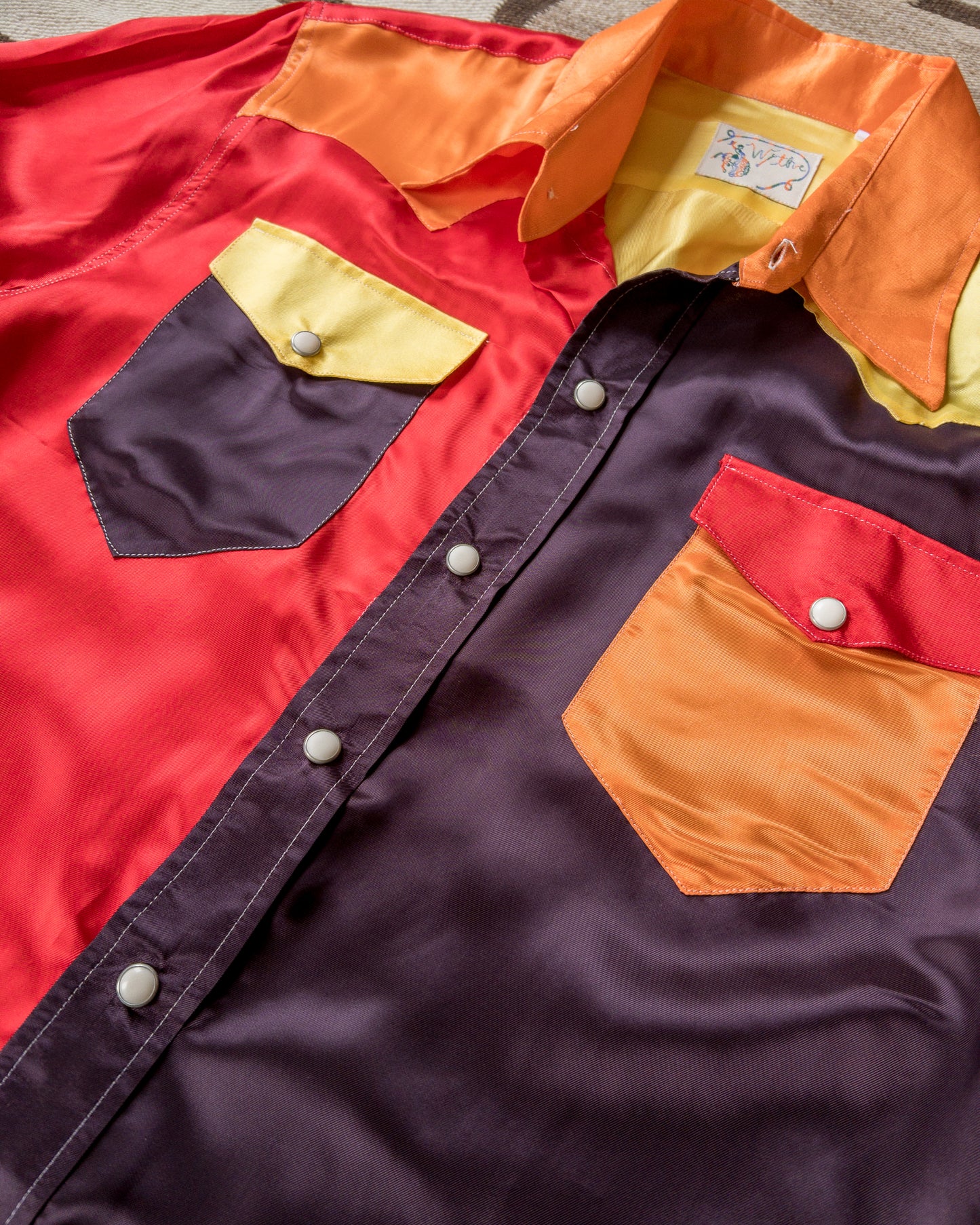 Colorblocked Satin Rodeo Shirt - Firestorm