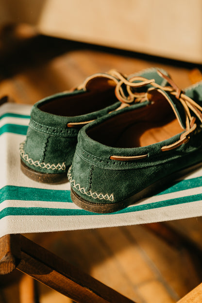 Wythe x Yuketen Handmade Suede Canoe Mocs - Evergreen
