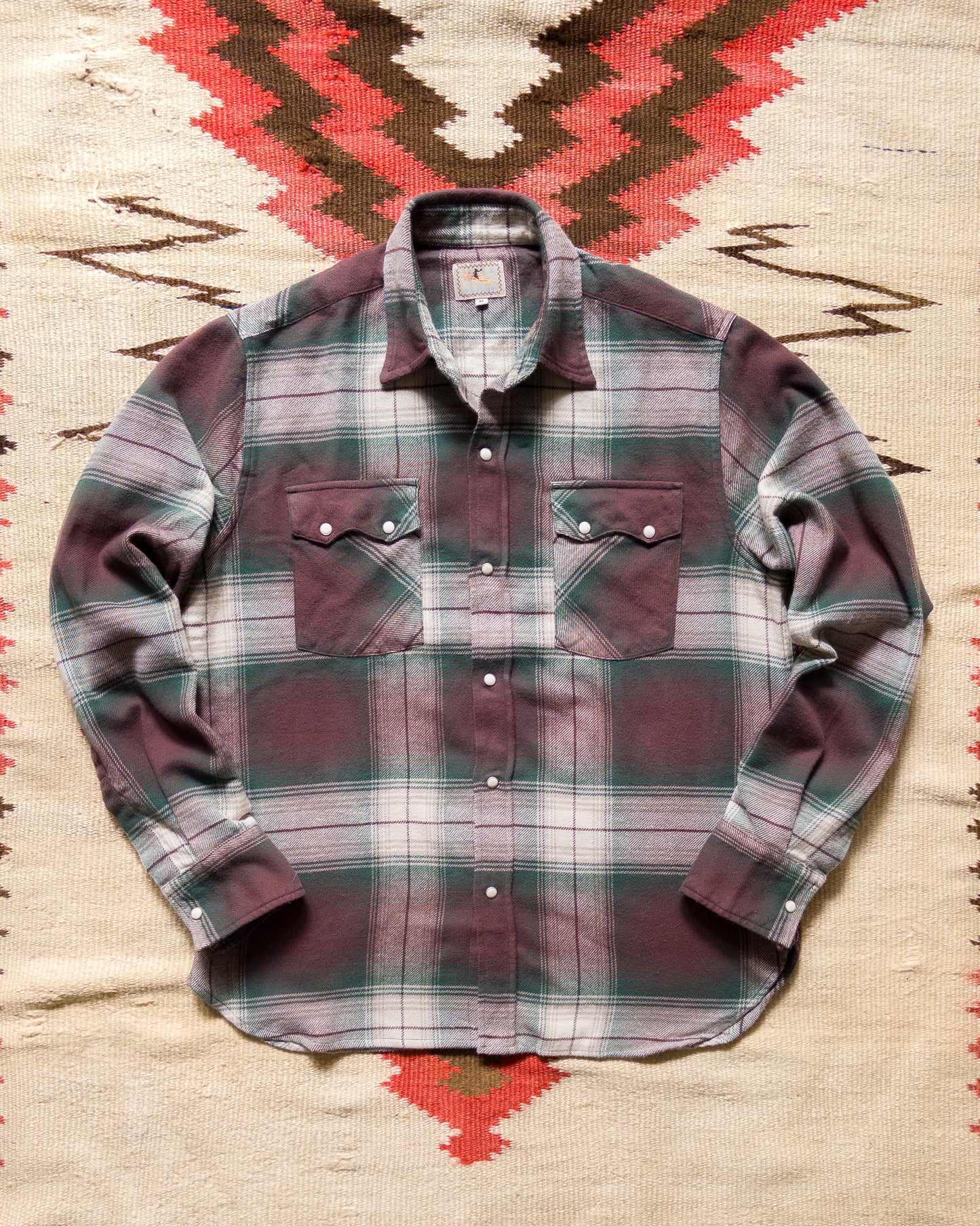 Washed Flannel Pearlsnap Shirt - Grizzly Shadow Plaid