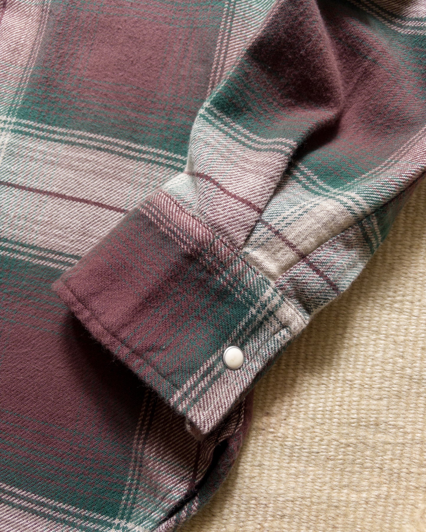 Washed Flannel Pearlsnap Shirt - Grizzly Shadow Plaid