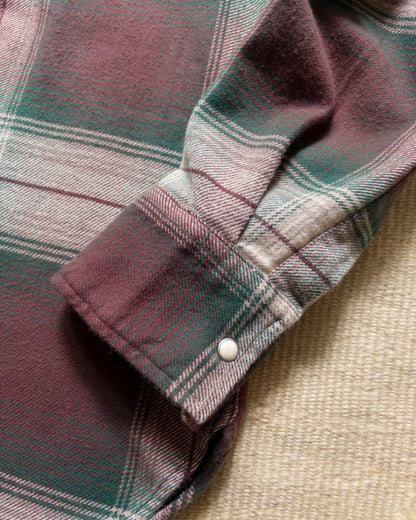 Washed Flannel Pearlsnap Shirt - Grizzly Shadow Plaid